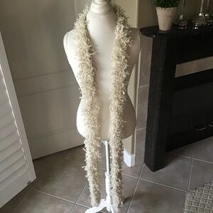 Eyelash Yarn Ivory Scarf Boa LONG 4x90” Maxi Boho Hippie Fringe Rockstar Style